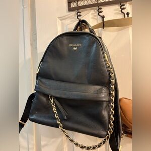 Michael Kors Black Backpack with Gold Accents